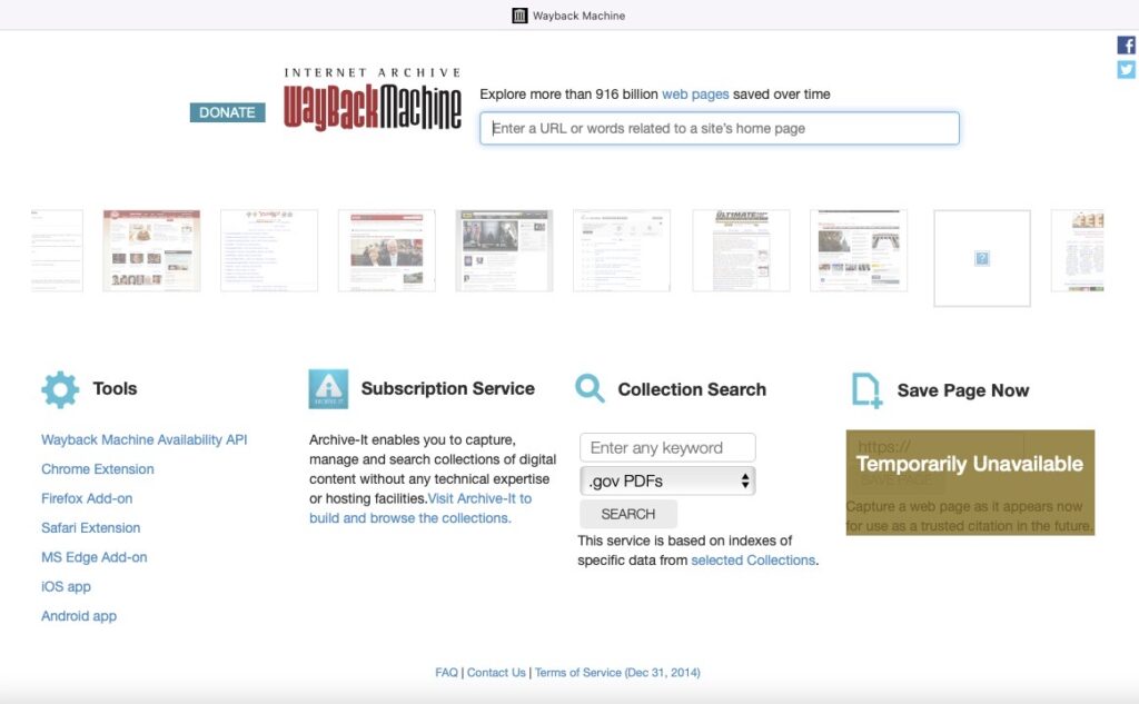 wayback machine screenshot