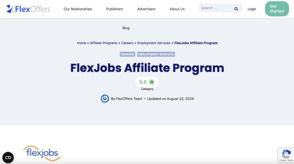 flex jobs website screenshot