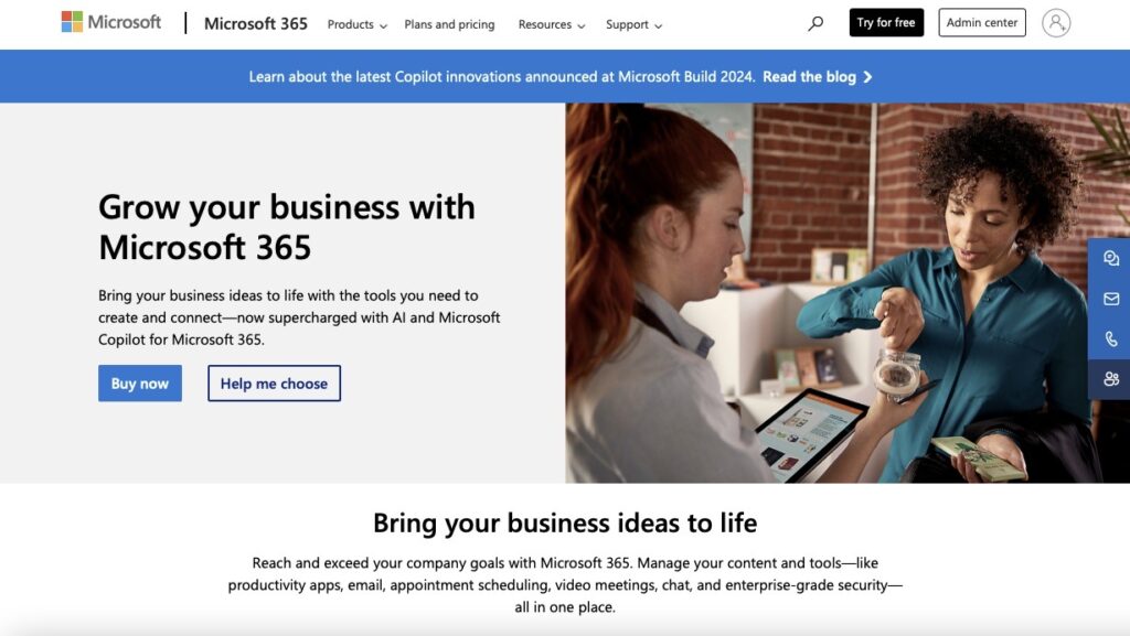 microsoft 365 website screenshot