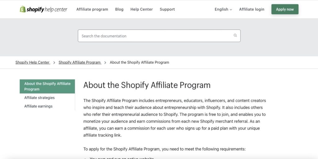 Shopify website screenshot