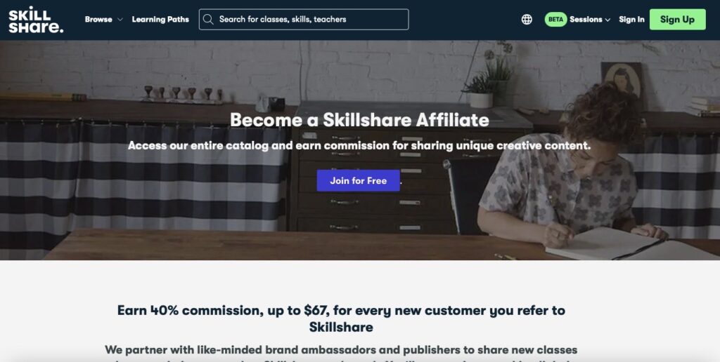 skillshare website screenshot