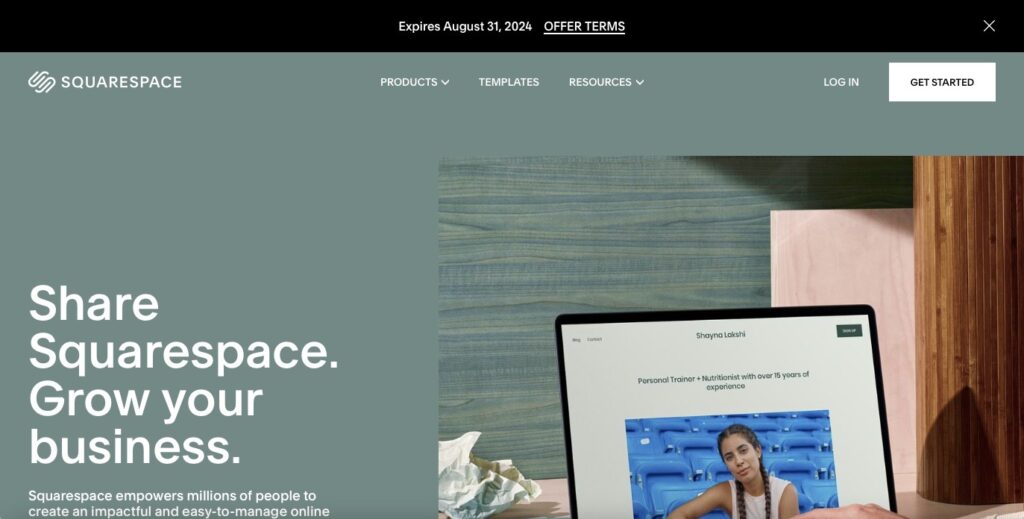 Squarespace website screenshot